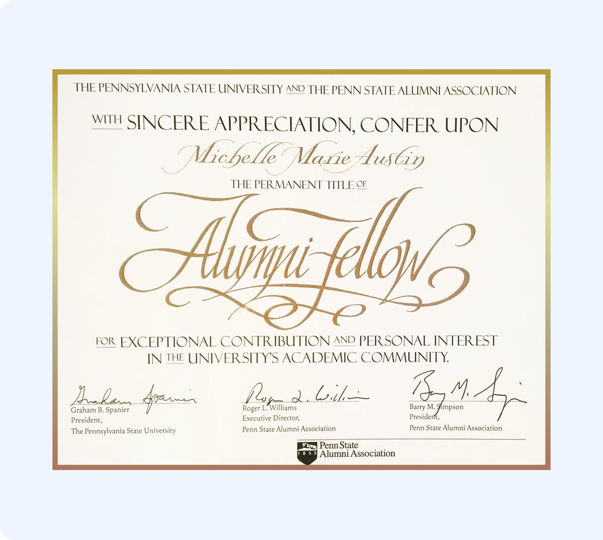 Penn State Alumni Fellow Distinction
